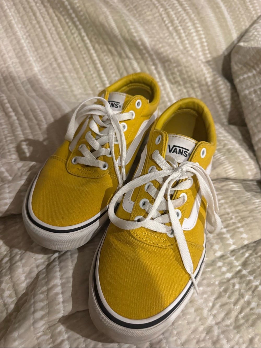 Vans Yellow Canvas Low-Top Sneakers with White Accents
